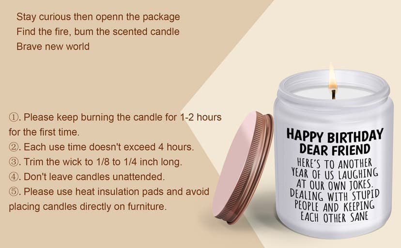 Happy Birthday Gifts for Women - Funny Gift for Best Friend Coworker Classmate Bestie Present Lavender Candle