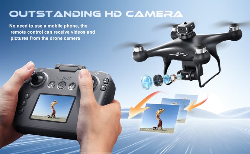 RC Hobby Drone with Screen Display Remote Control, 1080P Dual Camera, Speed Adjustment, Altitude Hold, One-Key Takeoff, 3D Flips, 2 Batteries, Hovering, Brushless Motor, APP Control, Plane Copter, LED Lights, Adult Beginners FPV Quadcopter Airplane Helicopter, Drone Kids For Age 8-12 (Black)