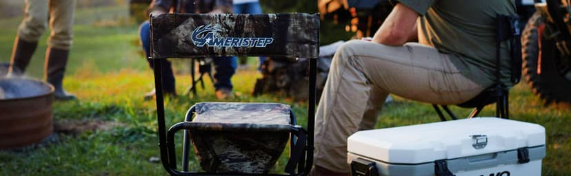 Ameristep Portable Folding Design Hunting Lightweight Heavy-Duty Tripod Stool, Mossy Oak Break-Up Country