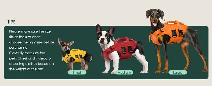 Kuoser Dog Life Jacket High Flotation, Reflective Dogs Life Vest for Swimming Boating, Adjustable Small Medium Large Dog lifejacket, Lightweight Dogs Life Preserver Rescue Handle Spring Summer Pool