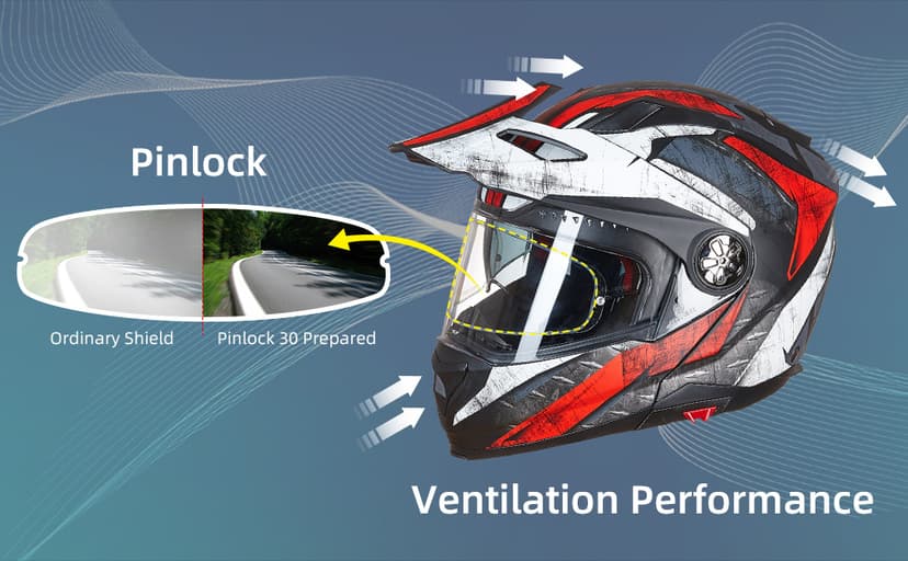 ILM Motorcycle Full Face Modular ATV Helmet Three in One Snowmobile Casco with Pinlock Anti Fog Visor for Men Women DOT Model 909F