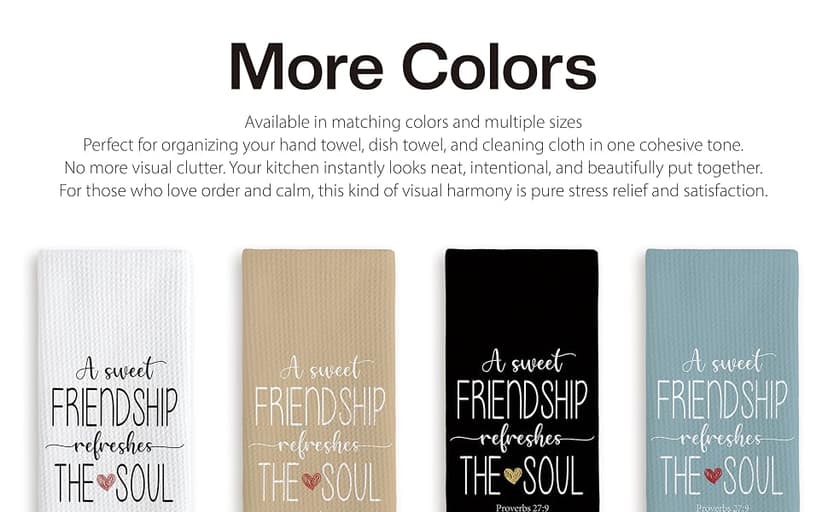 TNUW A Sweet Friendship Refreshes The Soul Kitchen Towels 16X24In, Gift for Friend Woman, Christian Gifts for Women Men, Hand Tea Towels for Kitchen Bathroom Decor B0CXHWXTCK