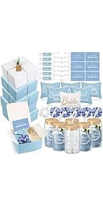 54 Pcs Bridesmaid Proposal Gifts, Maid of Honor Gift Include Wedding Gift Box Makeup Bag Invited Card Glass Cup Lip Balm Scrunchie Bracelet for Bridal Shower Bachelorette Party(Green)