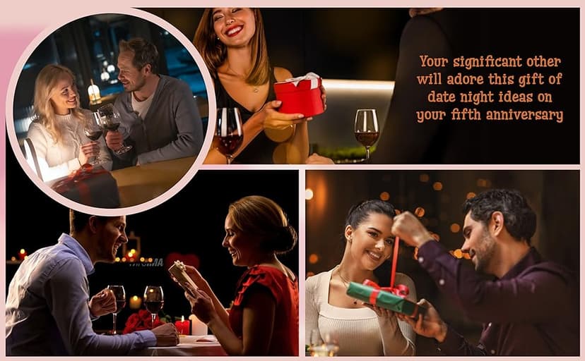 5 Year Anniversary Wood Gift for Him Her - 5th Anniversary Wedding Gifts for Wife Husband, Five Years of Marriage Date Ideas, Wooden Game Date Night Dice for Couples