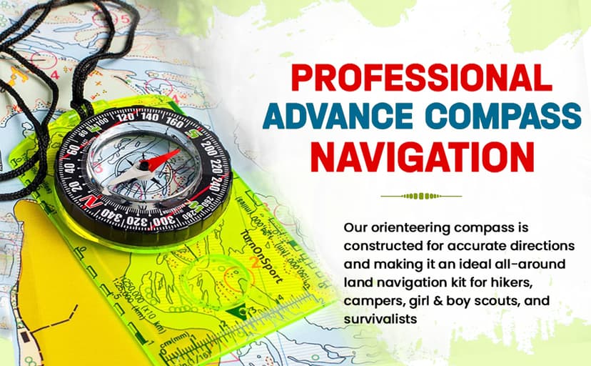 TurnOnSport Orienteering Compass - Advanced Scout Compass for Hiking, Camping, and Backpacking - Best Survival Gifts for Kids