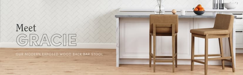 Nathan James Gracie Modern Counter Height Bar Stool with Back, Counter Stool Upholstered Chair with PU Leather and Brushed Wooden Legs, Light Brown, Set of 4