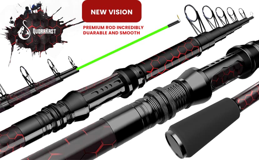 Fishing Rod and Reel Combos, Unique Design with X-Warping Painting, Carbon Fiber Telescopic Fishing Rod with Reel Combo Kit with Tackle Box, Best Gift for Fishing Beginner and Angler