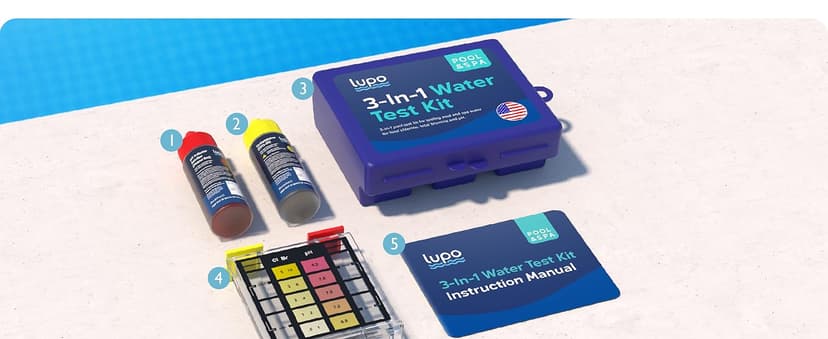 Lupo 3-in-1 Pool Test Kit | Pool Testing Kit for Residential Swimming Pools & Spas for Testing Total Chlorine, Total Bromine & pH | Pool Chemical Test for Quick & Accurate at-Home Pool Water Testing