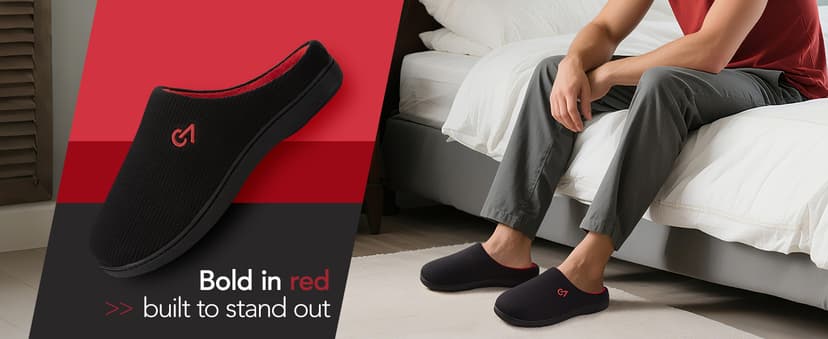 VeraCosy Men's Two-Tone Memory Foam House Slippers Indoor Outdoor Durable Rubber Sole