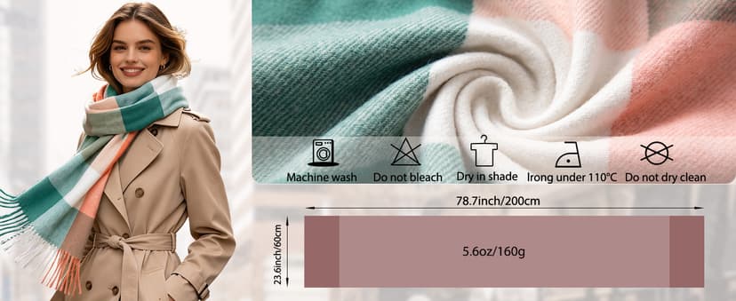YSense Winter Scarf for Women Long Plaid Scarves Ladies Gifts B01KJP4KOM