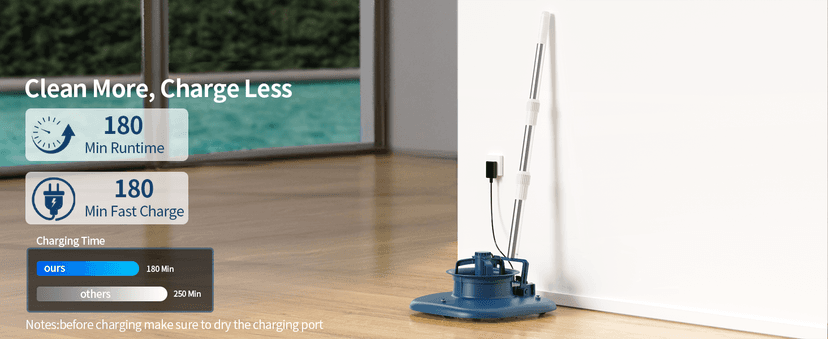Rechargeable Pool Leaf Vacuum with Telescopic Pole, 83GPM Powerful Suction– Cordless Pool Skimmer for Inground & Above Ground Pools with 6.6Gal Leaf Catcher Bag for Heavy Debris Areas