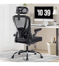 Drafting Chair, Tall Office Chair for Standing Desk, Mesh High Desk Chair with Flip-Up Armrests, Ergonomic Office Chair with Lumbar Support, Adjustable Footrest Ring Studio Chair, Black