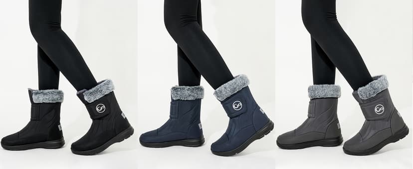 Almusen Snow Boots for Womens Winter Shoes: Warm Fur Lining Mid Calf Boots Women Anti Slip Waterproof Hook Loop Comfortable Outdoor Boot