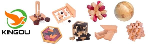 KINGOU Hexagon Tangram Puzzle Wooden Brain Puzzles for Kids & Adult Challenge Wooden Brain Teasers Puzzle Games for Family Party Gift - Brain Games for Kids