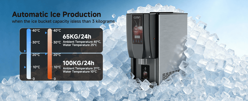 COTLIN Commercial Nugget Ice Maker, 250 lbs/Day Ice Machine with 7 lb Storage Bin, 3-in-1 Smart Modes, SECOP Compressor, Energy Efficient, ETL Certified, Ice Maker for Commercial and Home