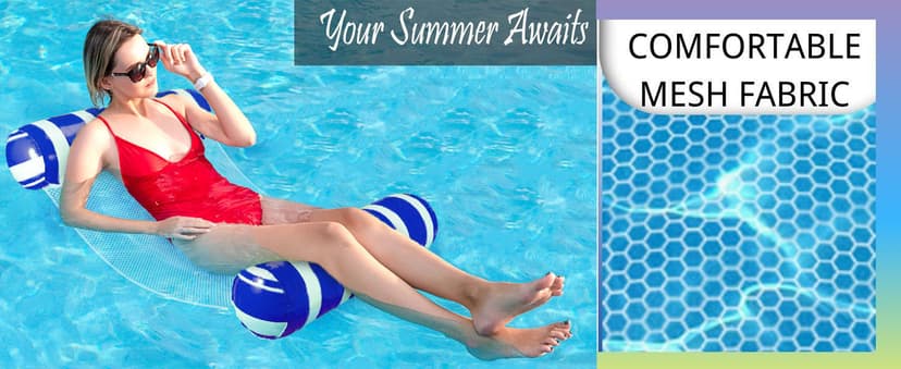 Inflatable Pool Floats Adult Size Water Hammock,Floats for Swimming Pool,4-in-1 Multi-Purpose Pool Floating Toys,Pool Rafts Lounge Chairs Floaties,for Adults Vacation Fun and Rest