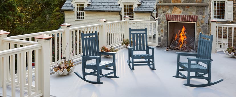 SERWALL Oversized Outdoor Rocking Chair Set of 2, HDPE Rocker for Adults, Patio Rocking Chairs for Porch, Blue