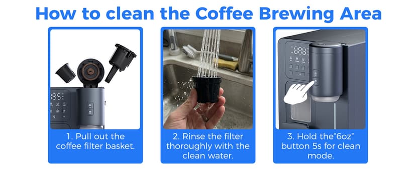 3-in-1 Water Dispenser with Ice Maker - Coffee Maker Countertop Bullet Ice Maker with 12H Timer, Hot/Cold/Warm Adjustable Volume Water, K-Cup® Ground Coffee Brewer for Home Office Studio Gift