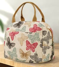 EurCross Upgraded Compact Black Lunch Bag for Girls Women,Canvas Reusable Insulated Polka Dot Lunch Tote Box Bag for Work School