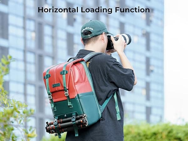 K&F CONCEPT 20L Camera Case for Photographers Large Capacity PU Leather Camera Bags with Raincover, 15.6 Inch Laptop Compartment for Camera Drone Bags