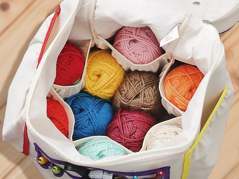 Hearth & Harbor Crochet Bag Organizer – Durable Knitting Bag, Yarn Organizer for Crochet Accessories and Supplies, Canvas Yarn Bag, Crochet Organizer with Accessories Case, Yarn Storage Organizer