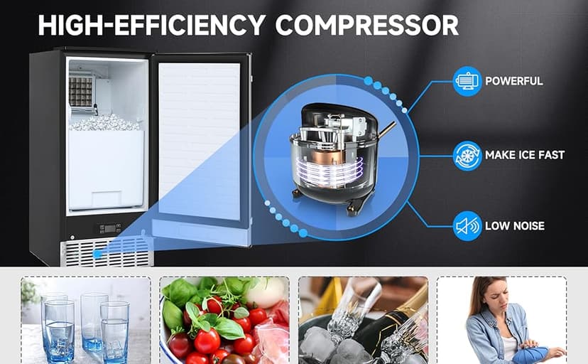 ICEPURE 15" Under Counter Ice Maker with Drain Pump, 90lbs/24H, Self-Cleaning, Smart Reminder, 24H Timer, ETL FCC, Built-in or Freestanding for Residential and Commercial, Stainless Steel