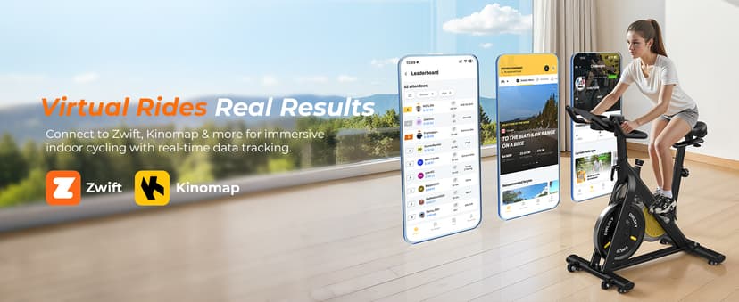 OWLSKY Exercise Bike with APP, Magnetic Resistance Indoor Cycling Bike, 300 lbs Capacity Quiet Stationary Bike for Home Gym Cardio Workout