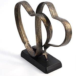 Wedding Anniversary Couples Gift - Two Hearts and Cross Iron Sculpture, Heart Decoration Gift for Her and Him, 1st to 50th or 60th Anniversary, Includes Present Box and Poem Card