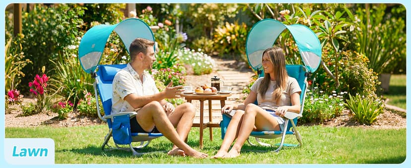 #WEJOY Beach Chair with Canopy Shade, Reclining Adjustable 4 Position, Lay Flat Lightweight Folding Portable Aluminum Chair with Backpack Straps,Padded headrest, Heavy Duty 400lbs Lawn Chair for Beach
