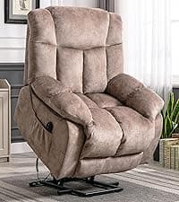 CANMOV Large Power Lift Recliner Chairs with Massage and Heat for Elderly Big People, Heavy Duty Motion Reclining Mechanism-Anti Skid Fabric Recliner Chair with 2 Concealed Cup Holders,Dark Gray