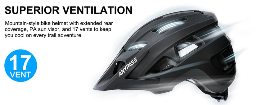 Mountain Bike Helmet Adult Men Women - Ultra Comfort, Super Lightweight Bicycle Helmets, MTB Cycling Gear Biking Accessories with Adjustable Fit & Removable Sun Visor