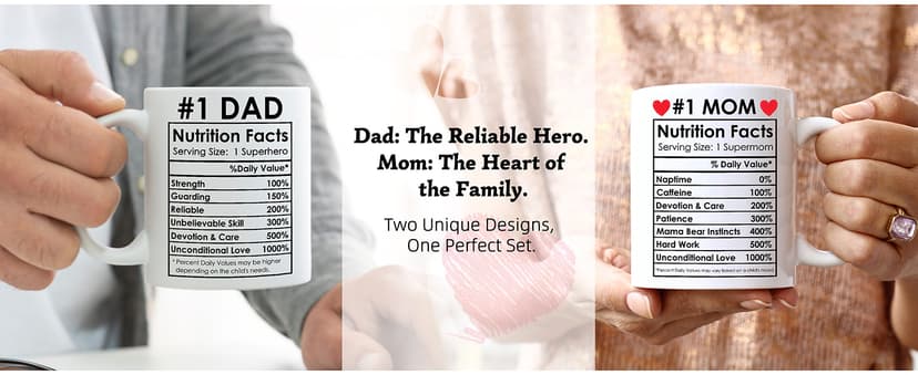 Breezy Valley Best Mom Dad Gift Set, Mom and Dad Coffee Mugs, Christmas Gifts for Parents Birthday Gifts from daughter Son, Anniversary Present for Parents