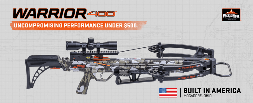Wicked Ridge by TenPoint Warrior 400, Peak XT - 400 FPS - Uncompromising Performance Under $500 - Includes Pro-View 400 Lighted Scope, Rope Cocker & Three Match 400 Arrows