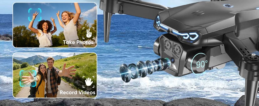 Foldable 1080P Drone with Camera for Kids & Beginners, Easy to Fly Toy Gift for Boys & Girls, One-Key Start, 3D Flips, Gesture Selfie, 2 Batteries