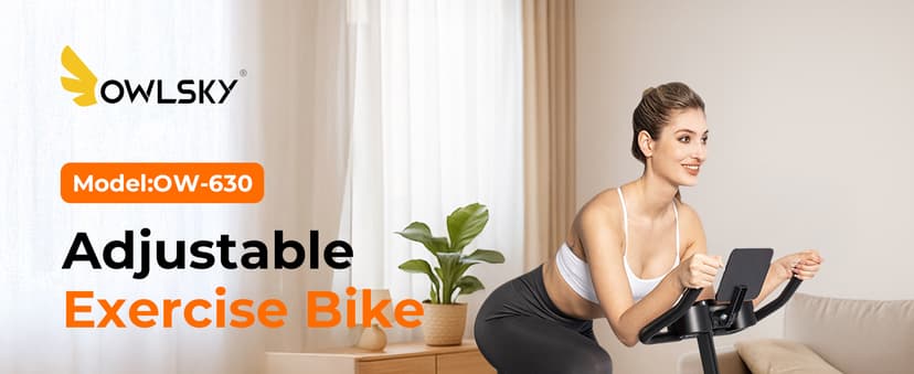 OWLSKY Exercise Bike with APP, Stationary Bike for Home, 300 lbs Capacity Quiet Indoor Cycling Bike Gym Cardio Workout, Adjustable Seat & Tablet Holder