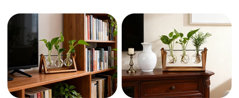 Unique Gardening Birthday Gifts for Women Plants Lovers, Home Office Garden Decor Planter - 3 Bulb Glass Vases Renmxj Plant Propagation Station, Plant Terrarium with Wooden Stand B096VDR4TM