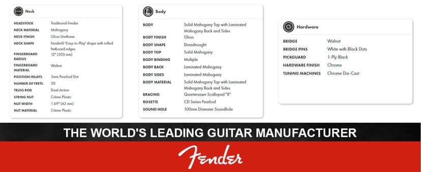 Fender CD-60S Solid Top Dreadnought Acoustic Guitar - All Mahogany Bundle with Gig Bag, Tuner, Strap, Strings, Picks, and Austin Bazaar Instructional DVD