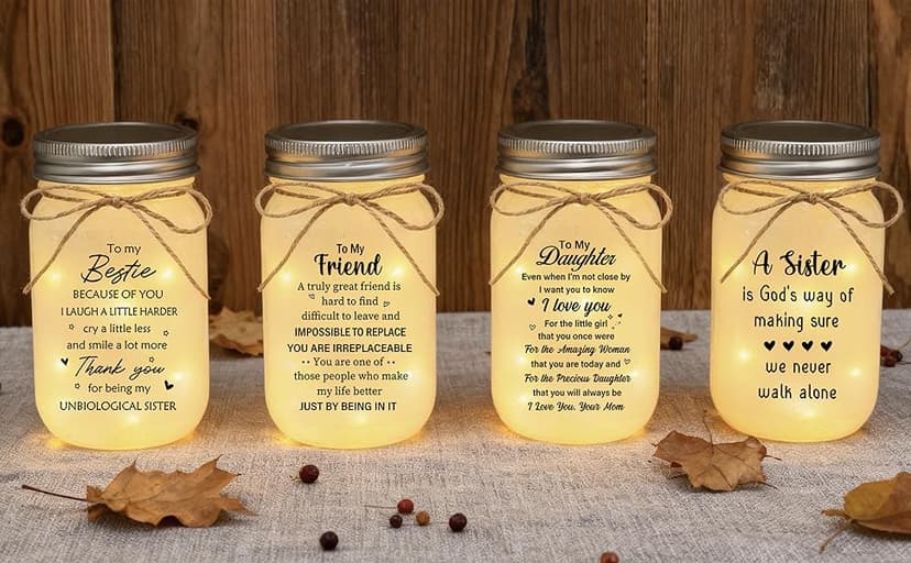 Best Friend Birthday Gifts for Women, Mason Jar Night Lights - Christmas Mother's Day Birthday Gifts for Women Friendship
