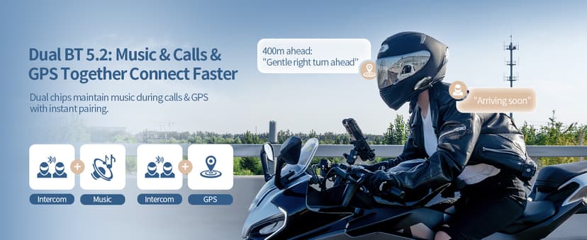 JESIMAIK Motorcycle Helmet Bluetooth Headset, 10-Rider Mesh Helmet Communication System, Anti-Theft Magnet Mount, 23H Battery Life, Glove-Friendly Anti-mistouch Intercom, Music Sharing, Black,(1 Pack)