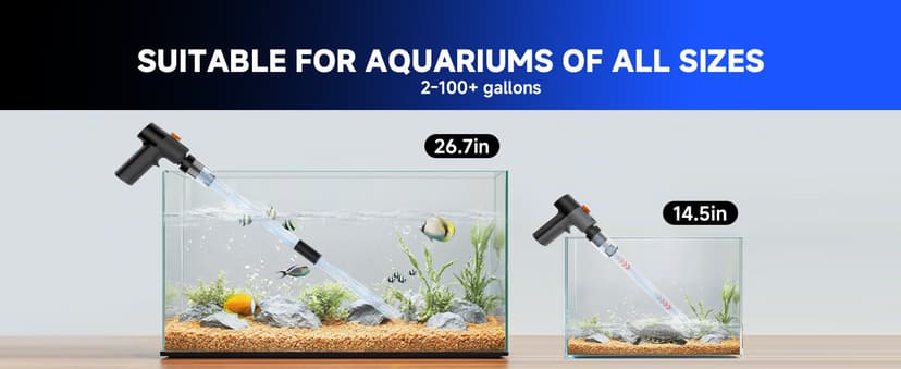 VIPASKA Electric Aquarium Gravel Cleaner Kit with High Pressure Strong Suction, 6-in-1 Multifunction Fish Tank Vacuum Cleaner and Water Changer for Aquarium, Gravel Vacuum with Sand Filter Tools