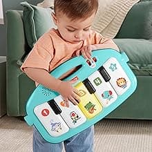 Fisher-Price Baby Playmat Glow and Grow Kick & Play Piano Gym, Blue Musical Learning Toy with Developmental Activities for Newborns 0+ Months