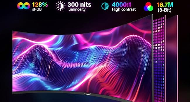 Gawfolk 34 Inch Ultrawide Curved Gaming Monitor, 1500R PC Screen UWQHD 3440x1440, 165hz Curved Computer Screen with FreeSync, Multi-Directional Adjustable Base