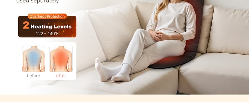 Snailax Back Massager with Heat, Massage Seat Cushion with 10 Motors, Massage Chair Pad for Home Office Use, 5 Modes & 3 Intensity Levels, 2 Heat Settings with 30-60-90 Mins Timer, Gifts for Him Her