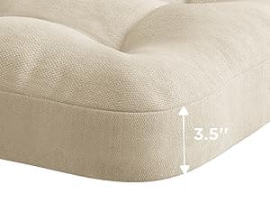 Codi Dining Chair Cushions 4 Pack, Thick Chairs Pads for Indoor Kitchen Room - Washable, Non-Slip Memory Foam Seat Cushion with Ties, 16.5"x16.5"x 3.5", Set of 4, Beige New