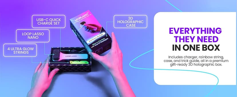 Loop Lasso NANO - Viral Glow in the Dark String Toy - 100+ Tricks, Beginner-to-Pro - Stocking Stuffers for Teen Boys, Christmas Gift for Boys 8-13+, Cool Gadgets for Kids & Adults