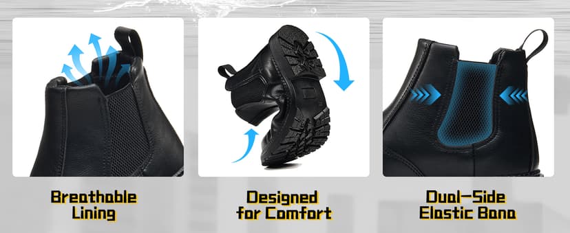 ZBVB Unisex-Adults Steel Toe Chelsea Boots, Men's Industrial Construction Shoes, Waterproof, Lightweight, Comfortable, Non-slip Safety Boots