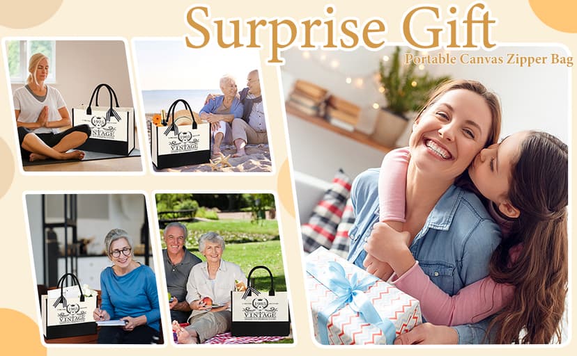 40th 50th 60th Birthday Gifts for Women Tote Bag Birthday Gifts Set for Mom Wife Sister Grandma Birthday Gifts for Her