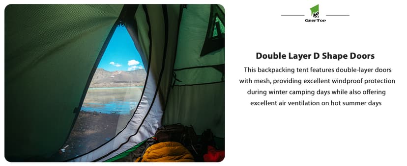 GEERTOP Ultralight 2 Person Backpacking Tent 4 Season Waterproof Camping Tent Double Layer Cold Weather Easy Set Up Tents for Family Camp, Hiking, Hunting Outdoor Mountaineering Travel
