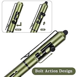 4.7″ Mini 3 EDC Ballpoint Pen, Pencil and Stylus in One, with 2 Refill, 6 Pencil Tip and 2 Stylus Tip, Ultra Long Lasting Bolt Action Pen for Office, Learning, Working Green