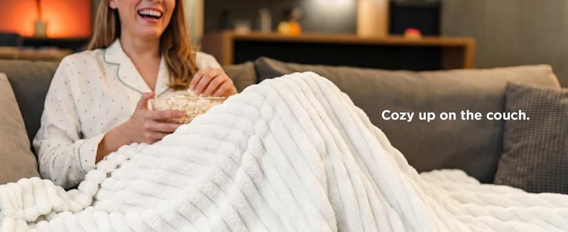 Bedsure GentleSoft White Throw Blanket for Couch - Cozy Blanket for Women, Cute Fleece Throws for Girls, Teacher Gifts Birthday Gifts for Women Men Mom, Room Home Dorm Decor, Off White, 50x60 Inches
